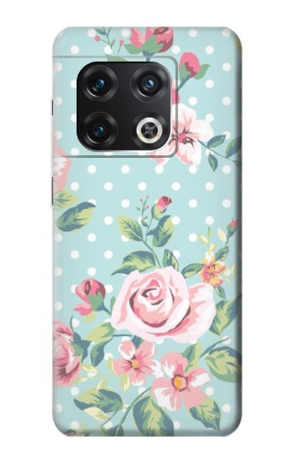 W3494 Rose à pois millésimé Etui Coque Housse et Flip Housse Cuir pour OnePlus 10 Pro