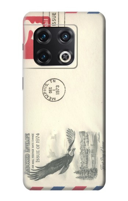 W3551 Art de l'millésimé de la poste enveloppe aérienne Etui Coque Housse et Flip Housse Cuir pour OnePlus 10 Pro
