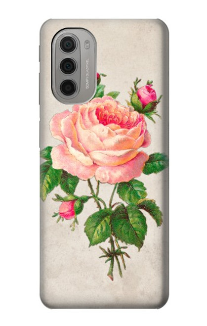 W3079 Rose Rose millésimé Etui Coque Housse et Flip Housse Cuir pour Motorola Moto G51 5G