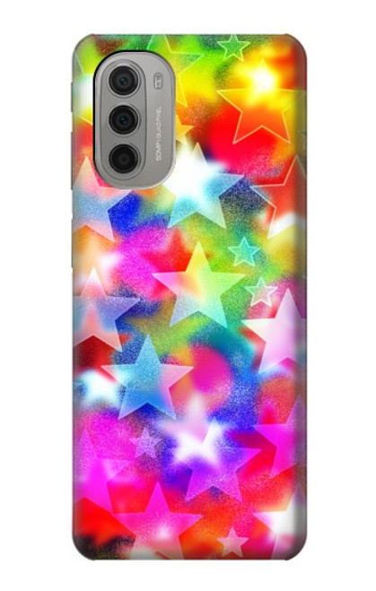 W3292 Coloré Disco étoile Etui Coque Housse et Flip Housse Cuir pour Motorola Moto G51 5G