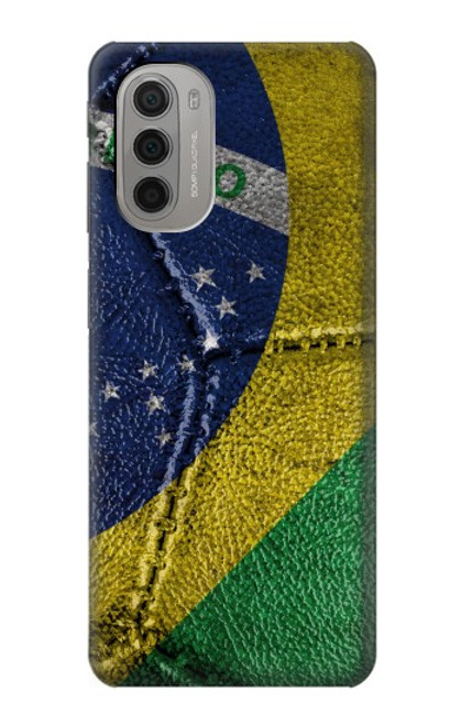 W3297 Brésil Drapeau graphique Football Millésime Etui Coque Housse et Flip Housse Cuir pour Motorola Moto G51 5G