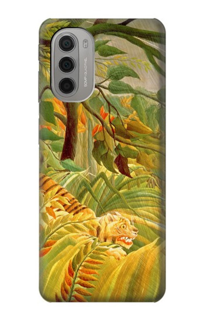 W3344 Henri Rousseau Tigre dans une tempête tropicale Etui Coque Housse et Flip Housse Cuir pour Motorola Moto G51 5G