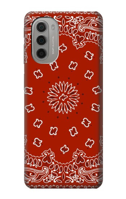 W3355 Motif Bandana Rouge Etui Coque Housse et Flip Housse Cuir pour Motorola Moto G51 5G