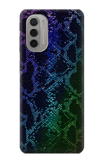 W3366 Arc en ciel Python graphique Imprimer Peau Etui Coque Housse et Flip Housse Cuir pour Motorola Moto G51 5G