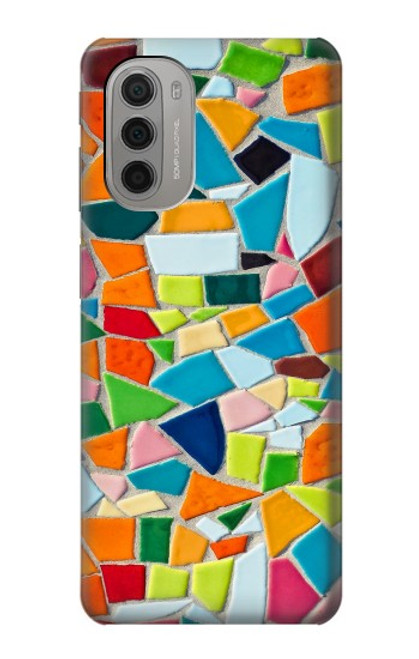 W3391 Art abstrait carreaux de mosaïque graphique Etui Coque Housse et Flip Housse Cuir pour Motorola Moto G51 5G