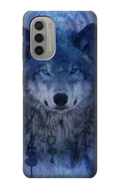 W3410 Loup Dream Catcher Etui Coque Housse et Flip Housse Cuir pour Motorola Moto G51 5G