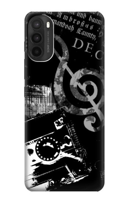 W3197 Musique Cassette note Etui Coque Housse et Flip Housse Cuir pour Motorola Moto G71 5G