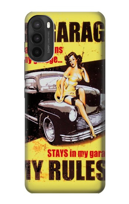 W3198 Mon Garage Afficher fille Etui Coque Housse et Flip Housse Cuir pour Motorola Moto G71 5G