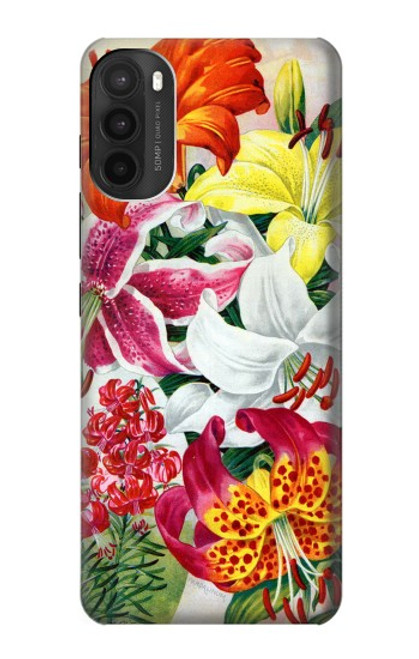 W3205 Fleurs Art Retro Etui Coque Housse et Flip Housse Cuir pour Motorola Moto G71 5G