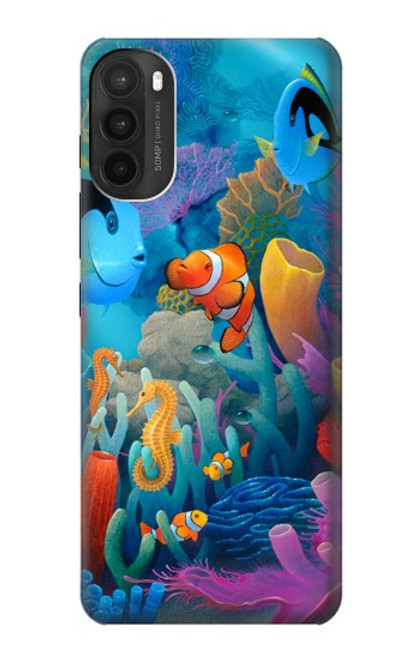 W3227 Monde sous-marin Dessin animé Etui Coque Housse et Flip Housse Cuir pour Motorola Moto G71 5G