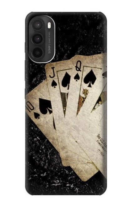 W3231 Cartes royales millésimé Flush droite Etui Coque Housse et Flip Housse Cuir pour Motorola Moto G71 5G