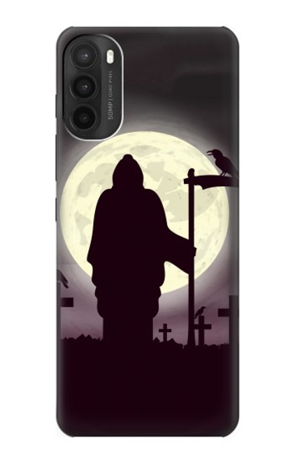 W3262 Lune de nuit faucheuse cimetière Etui Coque Housse et Flip Housse Cuir pour Motorola Moto G71 5G