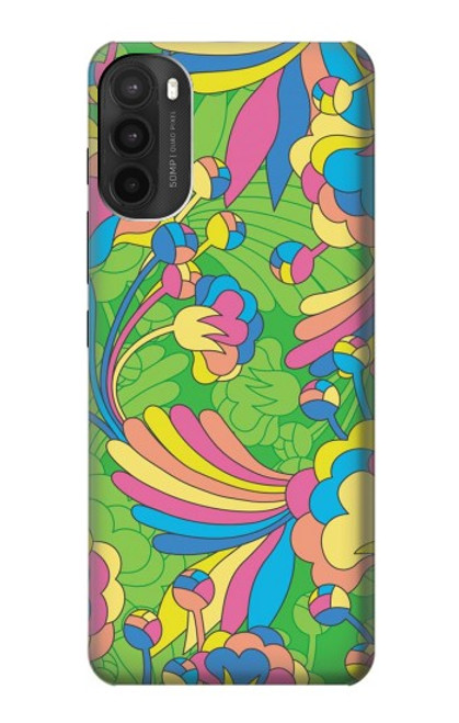 W3273 Fleur Ligne Motif Art Etui Coque Housse et Flip Housse Cuir pour Motorola Moto G71 5G