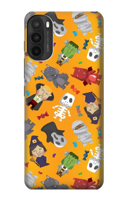 W3275 Mignon Halloween Motif Dessin animé Etui Coque Housse et Flip Housse Cuir pour Motorola Moto G71 5G