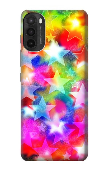 W3292 Coloré Disco étoile Etui Coque Housse et Flip Housse Cuir pour Motorola Moto G71 5G