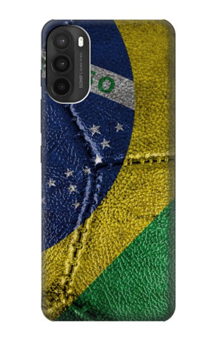 W3297 Brésil Drapeau graphique Football Millésime Etui Coque Housse et Flip Housse Cuir pour Motorola Moto G71 5G