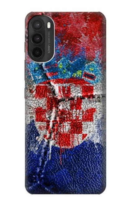 W3313 Croatie Drapeau graphique Football Millésime Etui Coque Housse et Flip Housse Cuir pour Motorola Moto G71 5G