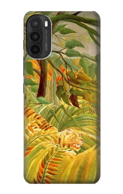 W3344 Henri Rousseau Tigre dans une tempête tropicale Etui Coque Housse et Flip Housse Cuir pour Motorola Moto G71 5G