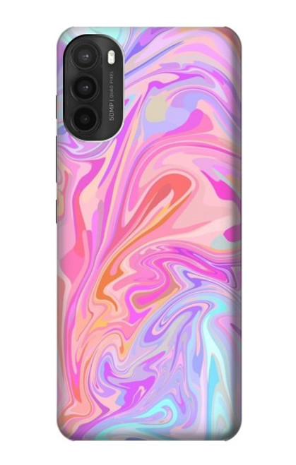 W3444 Art numérique liquide coloré Etui Coque Housse et Flip Housse Cuir pour Motorola Moto G71 5G