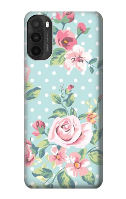 W3494 Rose à pois millésimé Etui Coque Housse et Flip Housse Cuir pour Motorola Moto G71 5G