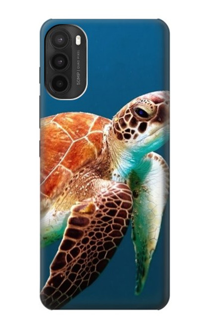 W3497 Vert tortue de mer Etui Coque Housse et Flip Housse Cuir pour Motorola Moto G71 5G