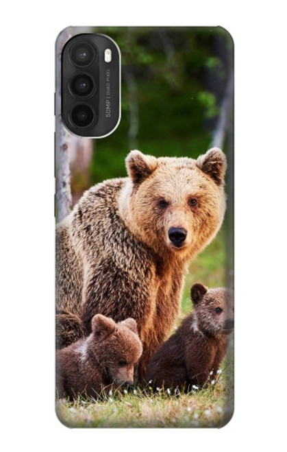 W3558 Famille d'ours Etui Coque Housse et Flip Housse Cuir pour Motorola Moto G71 5G