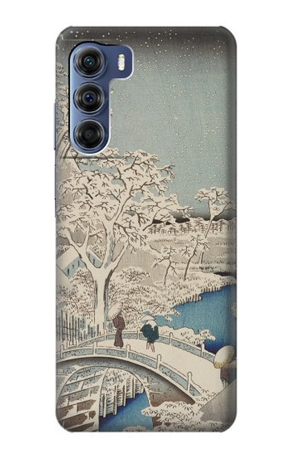 W3350 Utagawa Hiroshige Tambour Pont Yuhi Hill à Meguro Etui Coque Housse et Flip Housse Cuir pour Motorola Edge S30