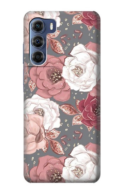 W3716 Motif floral rose Etui Coque Housse et Flip Housse Cuir pour Motorola Edge S30