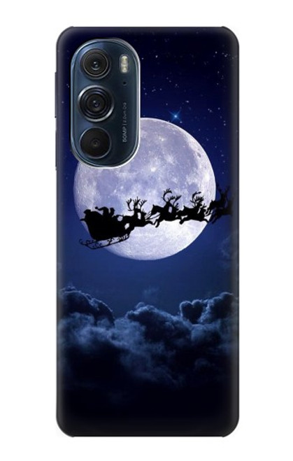 W3508 Noël Père Noël Lune Etui Coque Housse et Flip Housse Cuir pour Motorola Edge X30