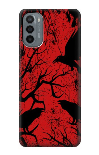 W3325 Corbeau Noir Sang Arbre Etui Coque Housse et Flip Housse Cuir pour Motorola Moto G31