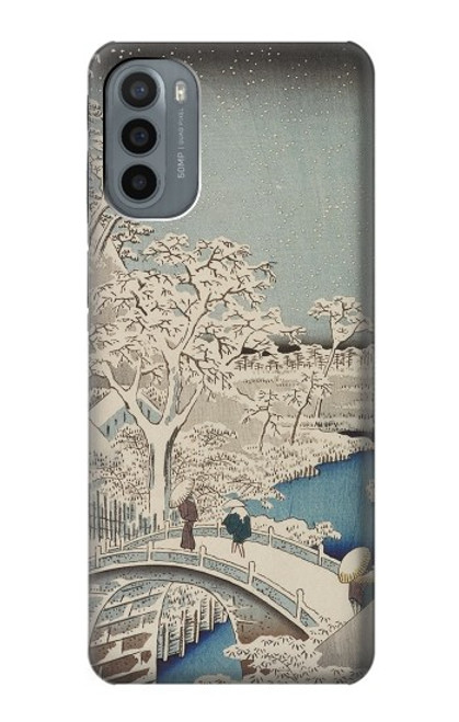 W3350 Utagawa Hiroshige Tambour Pont Yuhi Hill à Meguro Etui Coque Housse et Flip Housse Cuir pour Motorola Moto G31