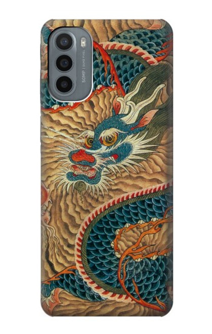 W3541 Peinture Dragon Nuage Etui Coque Housse et Flip Housse Cuir pour Motorola Moto G31