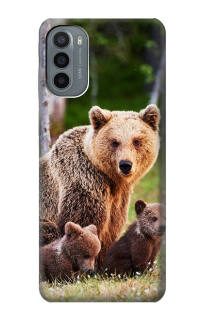 W3558 Famille d'ours Etui Coque Housse et Flip Housse Cuir pour Motorola Moto G31