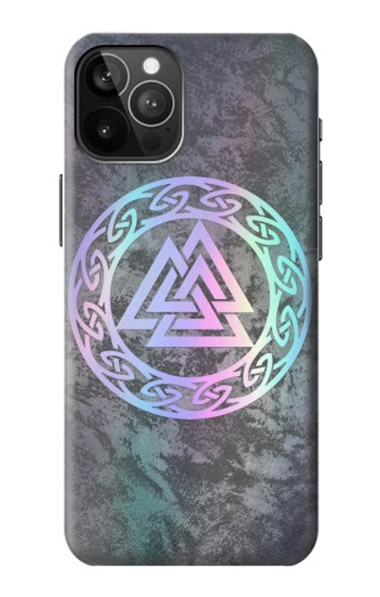 W3833 Valknut Odin Wotans Noeud Hrungnir Coeur Etui Coque Housse et Flip Housse Cuir pour iPhone 12 Pro Max