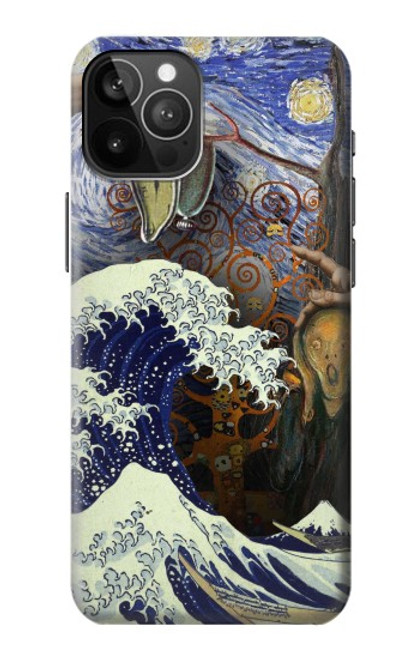 W3851 Monde de l'art Van Gogh Hokusai Da Vinci Etui Coque Housse et Flip Housse Cuir pour iPhone 12 Pro Max