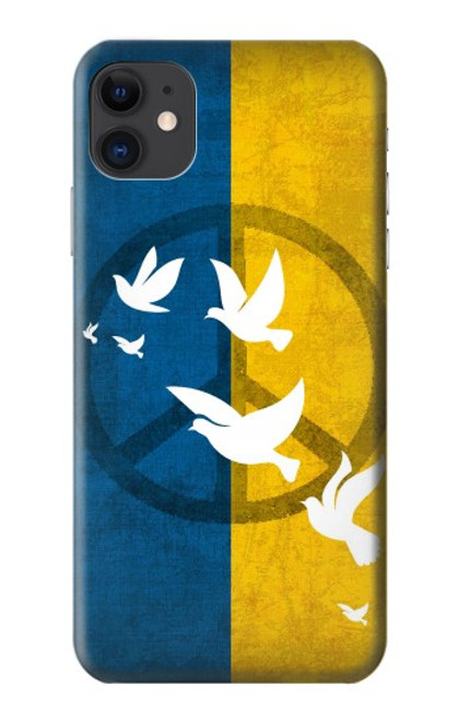 W3857 Colombe de la paix drapeau ukrainien Etui Coque Housse et Flip Housse Cuir pour iPhone 11