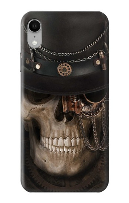 W3852 Crâne Steampunk Etui Coque Housse et Flip Housse Cuir pour iPhone XR