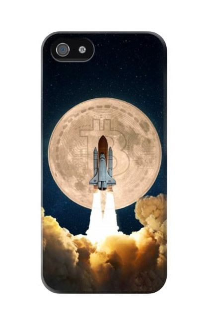 W3859 Bitcoin à la Lune Etui Coque Housse et Flip Housse Cuir pour iPhone 5C