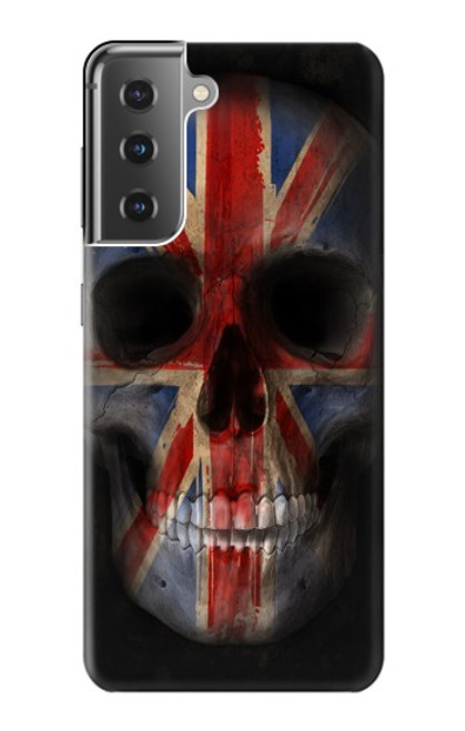 W3848 Crâne de drapeau du Royaume-Uni Etui Coque Housse et Flip Housse Cuir pour Samsung Galaxy S21 Plus 5G, Galaxy S21+ 5G