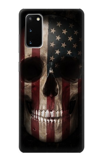 W3850 Crâne de drapeau américain Etui Coque Housse et Flip Housse Cuir pour Samsung Galaxy S20