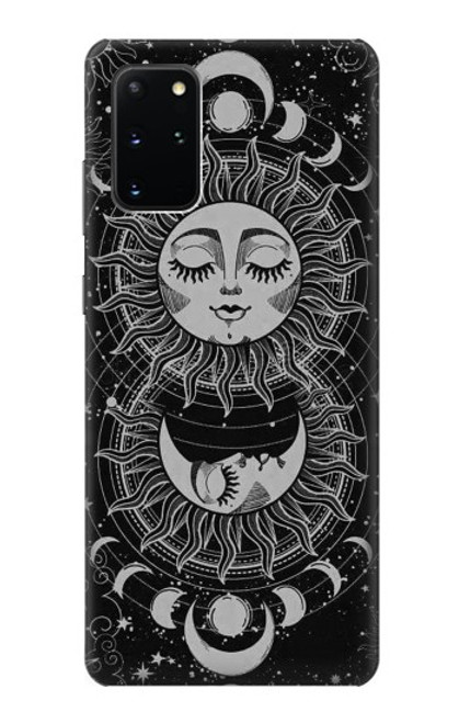 W3854 Visage de soleil mystique Croissant de lune Etui Coque Housse et Flip Housse Cuir pour Samsung Galaxy S20 Plus, Galaxy S20+