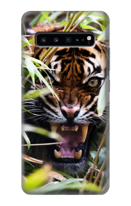 W3838 Tigre du Bengale qui aboie Etui Coque Housse et Flip Housse Cuir pour Samsung Galaxy S10 5G