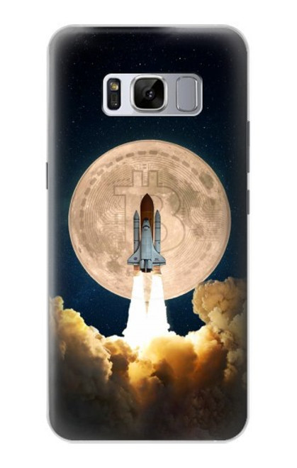 W3859 Bitcoin à la Lune Etui Coque Housse et Flip Housse Cuir pour Samsung Galaxy S8 Plus
