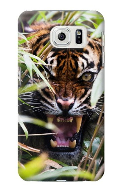 W3838 Tigre du Bengale qui aboie Etui Coque Housse et Flip Housse Cuir pour Samsung Galaxy S7 Edge