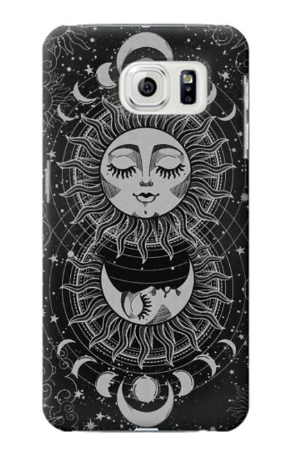 W3854 Visage de soleil mystique Croissant de lune Etui Coque Housse et Flip Housse Cuir pour Samsung Galaxy S7 Edge