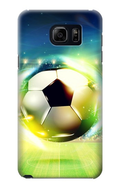 W3844 Ballon de football de football rougeoyant Etui Coque Housse et Flip Housse Cuir pour Samsung Galaxy S6 Edge Plus