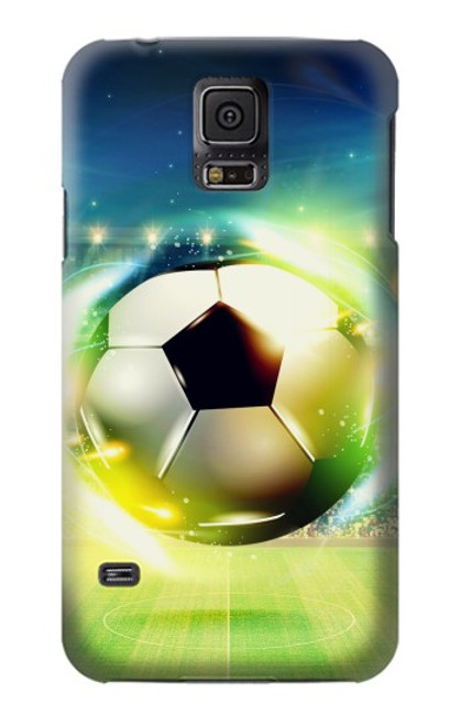 W3844 Ballon de football de football rougeoyant Etui Coque Housse et Flip Housse Cuir pour Samsung Galaxy S5