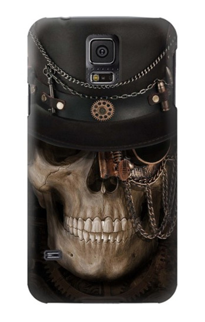 W3852 Crâne Steampunk Etui Coque Housse et Flip Housse Cuir pour Samsung Galaxy S5