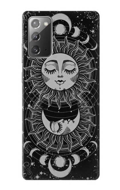 W3854 Visage de soleil mystique Croissant de lune Etui Coque Housse et Flip Housse Cuir pour Samsung Galaxy Note 20