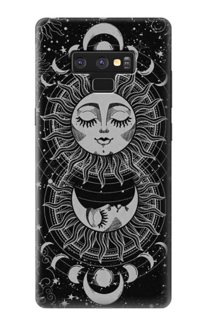 W3854 Visage de soleil mystique Croissant de lune Etui Coque Housse et Flip Housse Cuir pour Note 9 Samsung Galaxy Note9